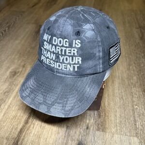 Dog Smarter Than Your President  Hat Black Gray Snakeskin Camo‎ Political Funny